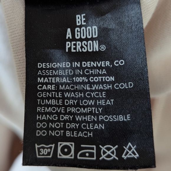 Be A Good Person Beige Terrycloth Pullover Sweatshirt Size Small Oversized - Picture 7 of 8